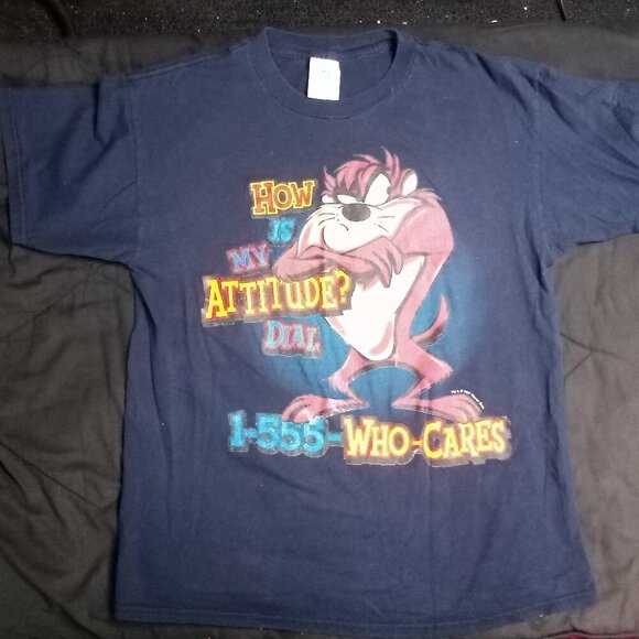Vintage Warner Bros. Taz Bad Attitude  IDGAF T-Shirt - Picture 2 of 8